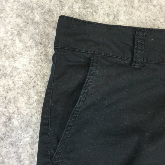 Sonoma Shorts 16 Solid Black Chino Midi Twill Casual Work Uniform Womens Stretch - Picture 2 of 12